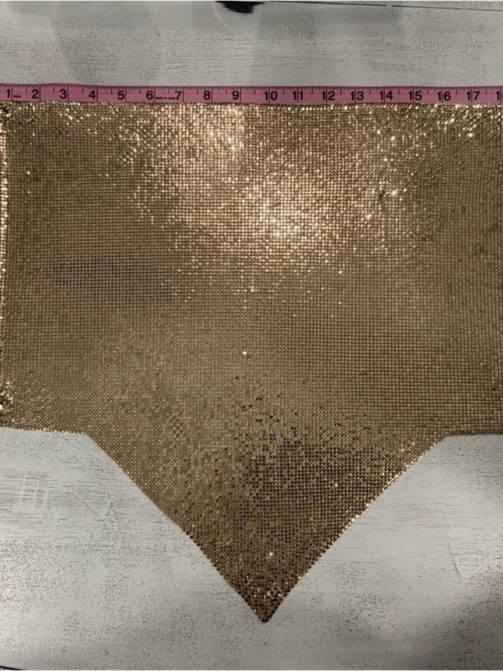 1980’s Vintage Whiting & Davis Chain Mail Gold Halter Top - Gold Leather Straps - Picture 2 of 3